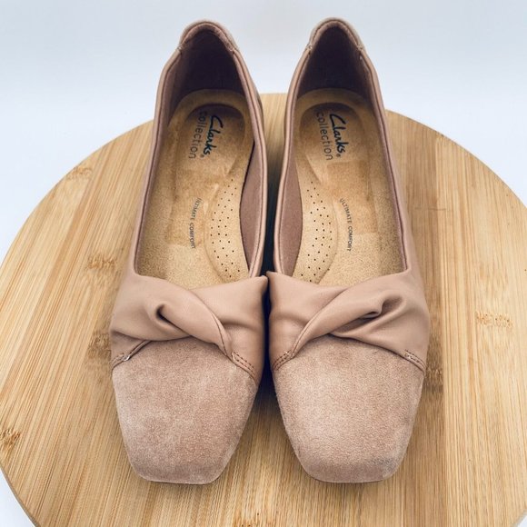 COPY - Clarks Womens Shoes 7 Beige Suede Slip On Comfort Ballet Flats Loafers B… - Picture 2 of 11